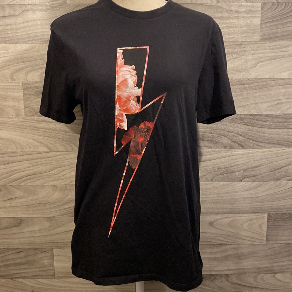 Neil Barrett Floral Bolt T Shirt Regular length, Slim Fit